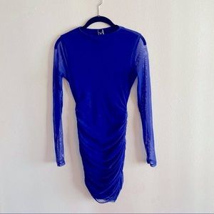 Royal Blue Sheer Sleeve Cocktail Dress